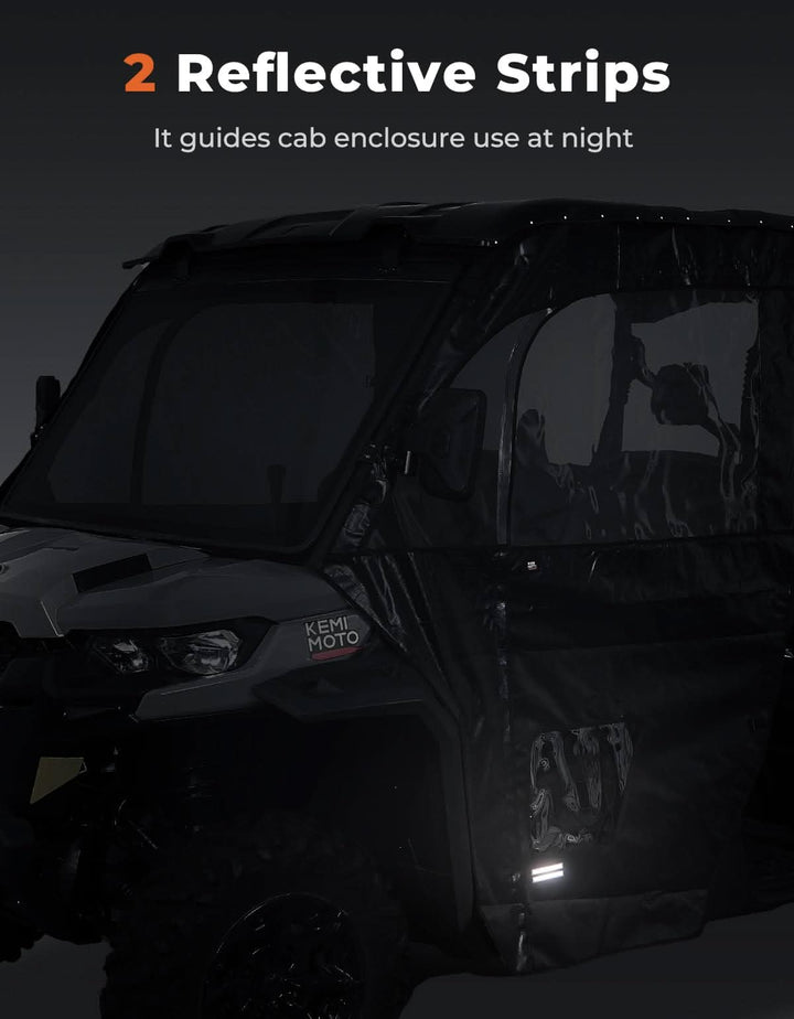 Can-Am Defender soft doors with reflective strips