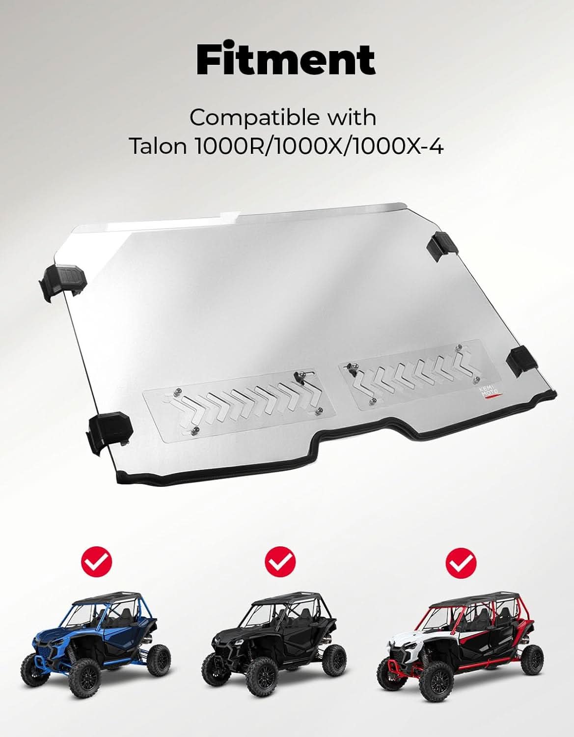 2-IN-1 UTV Front Windshield with Vents for Talon 1000X/1000R - Kemimoto
