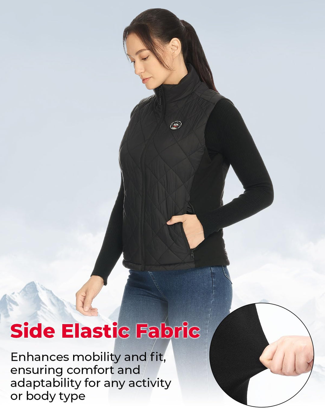 Women’s Heated Quilted Vest with APP Control & 10000mAh Battery Pack