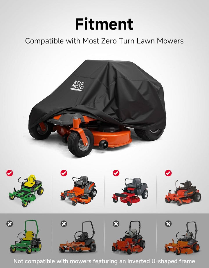 Zero Turn Lawn Mower Cover 210D Waterproof For John Deere|Husqvarna|Toro Kubota - Kemimoto
