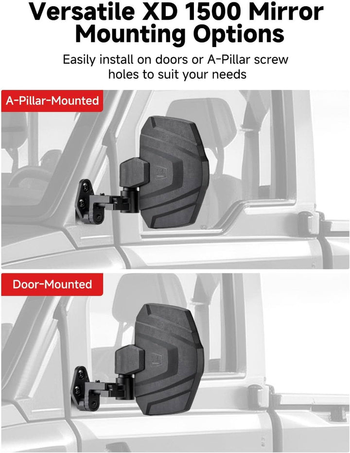 UTV Side Mirrors for Polaris Ranger Crew/XD 1500 2024-2026 - Kemimoto