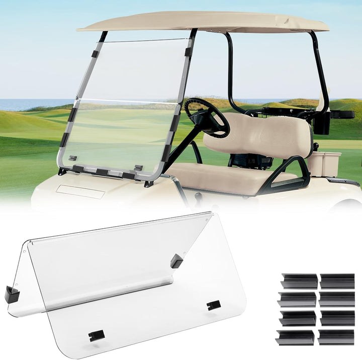 Clear Foldable Golf Cart Windshield for Club Car DS 2000+ - Kemimoto