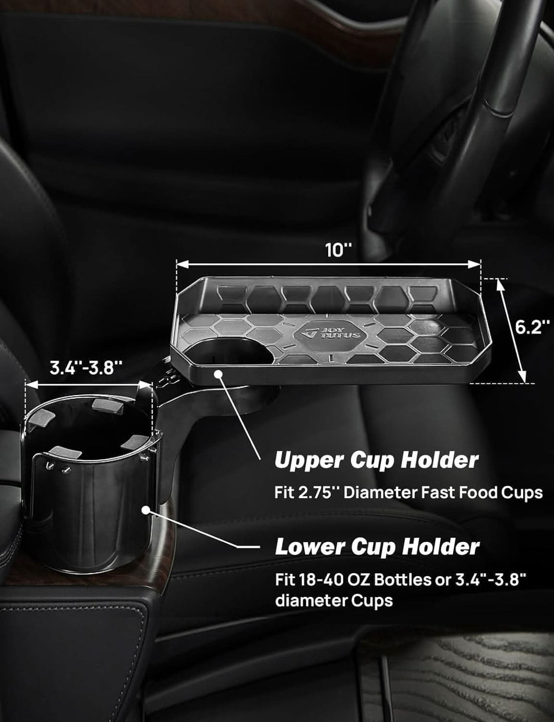 JOYTUTUS Cup Holder Tray, fit in 2.75-3.25 inch Car Holder - Kemimoto