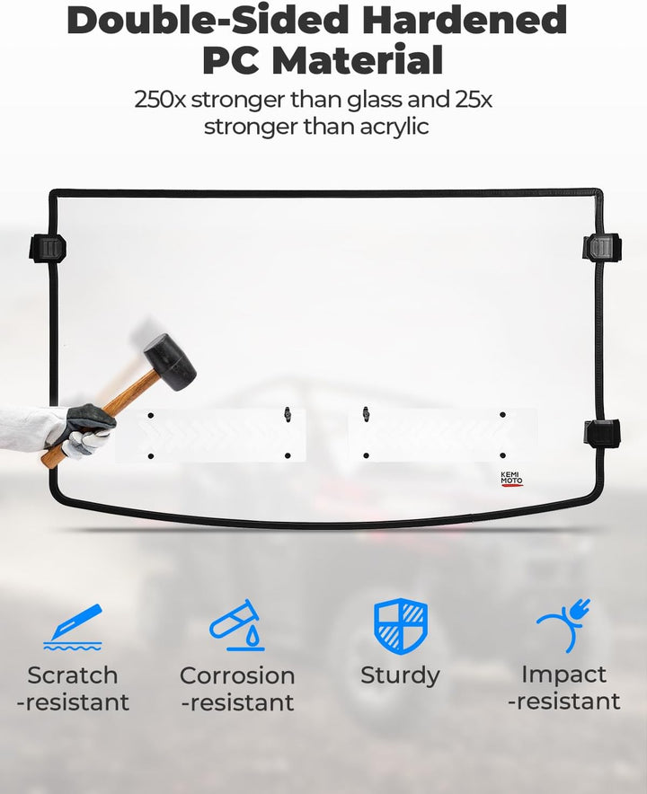2-IN-1 Vented Windshield for Polaris Ranger XP 900/XP 1000/Crew 2014-2025 - Kemimoto