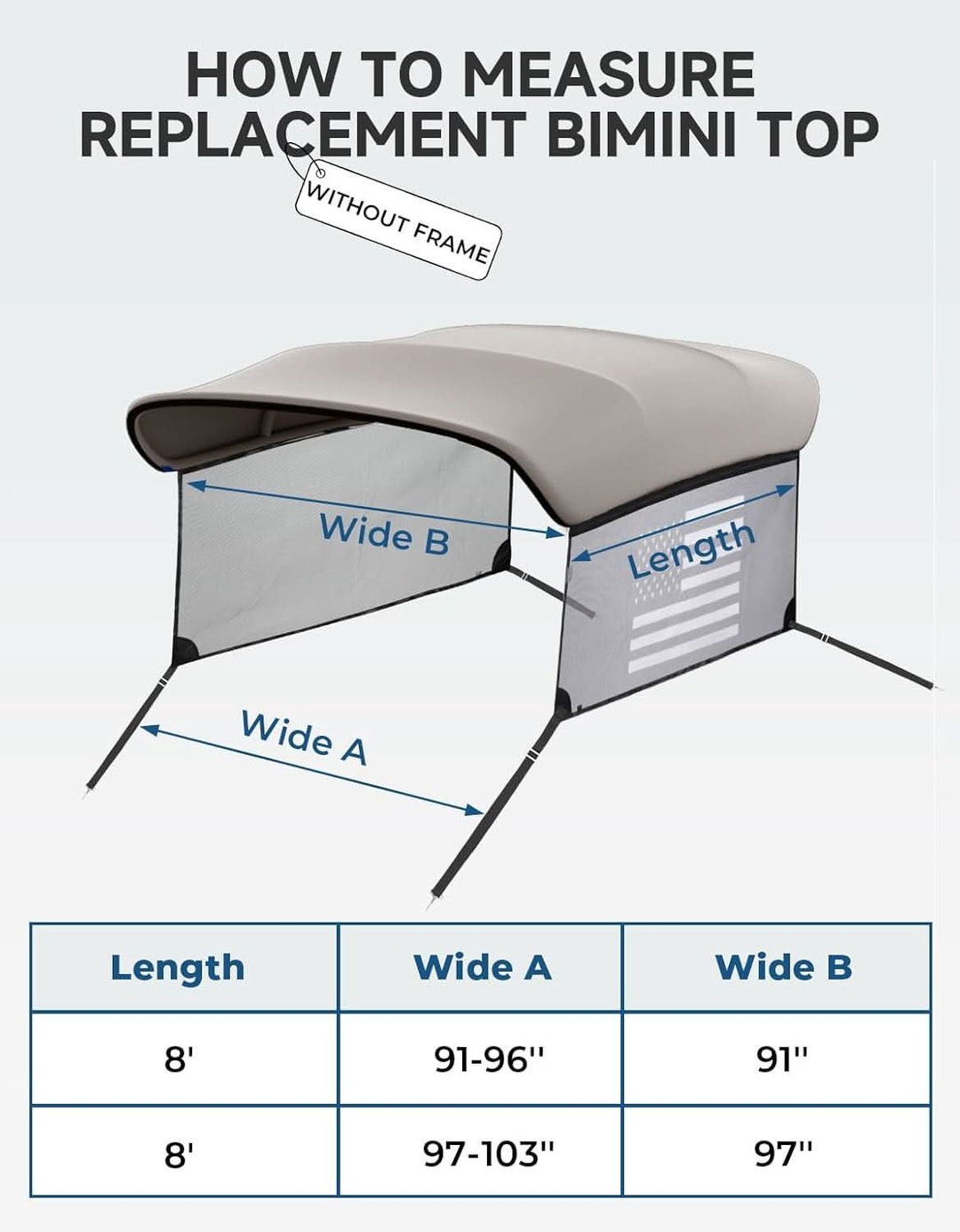 4 Bow Bimini Top Replacement Canvas