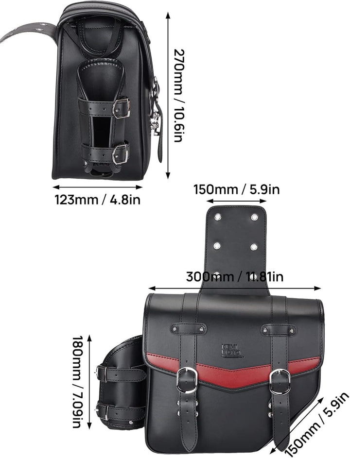 Leather Motorcycle Saddle bags for Softail Dyna Road King Universal - Kemimoto