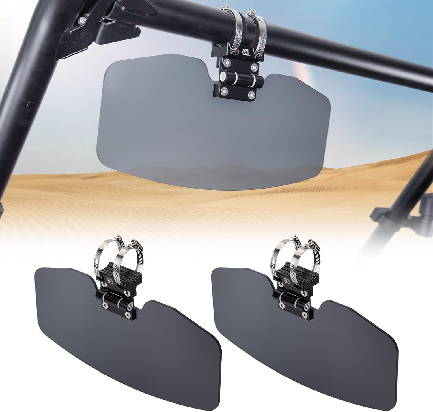 UTV Sun Visor Fit 1.5-2 in Roll Bars UTV Side X Side with Windshield - Kemimoto
