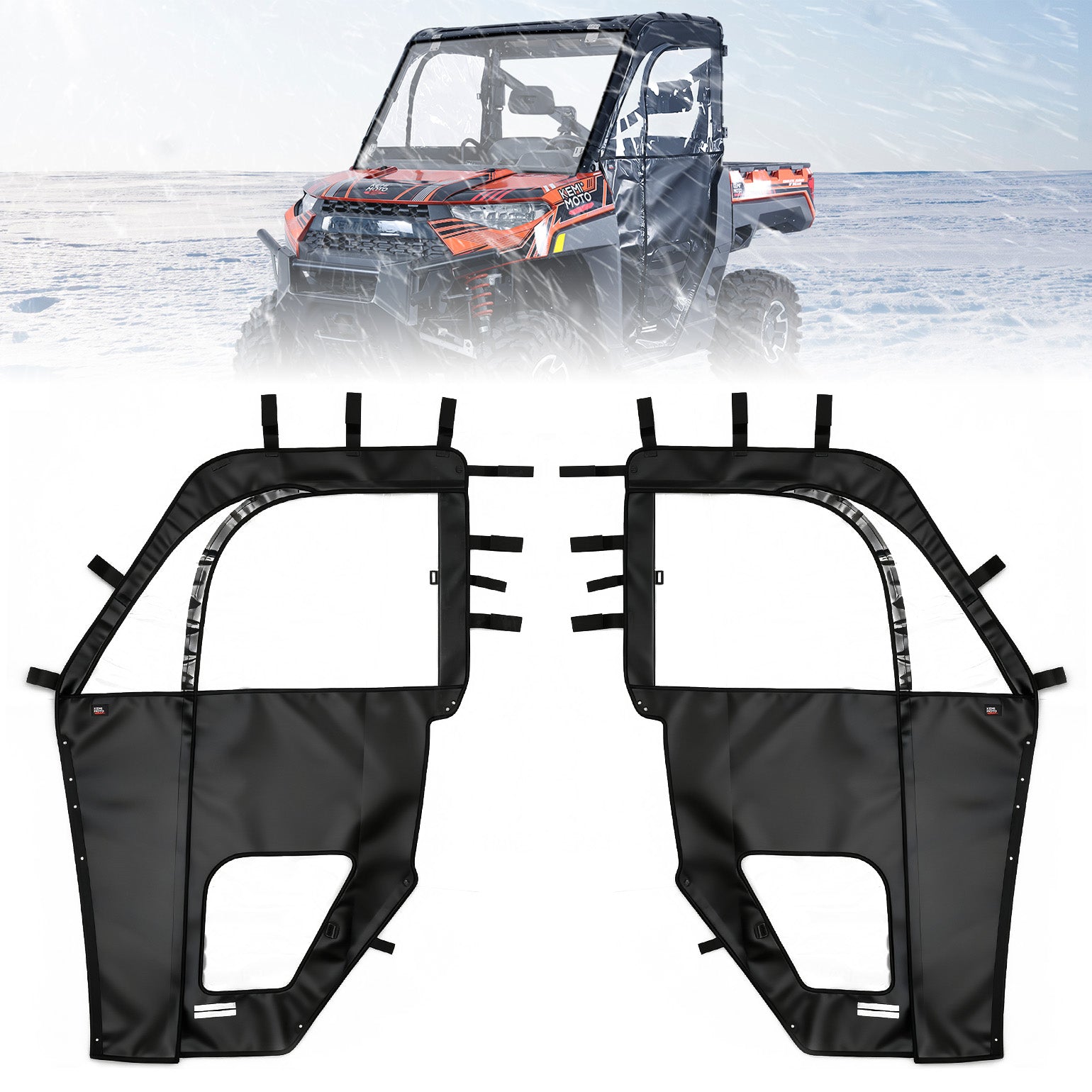 UTV Cab Enclosure Upper Doors for Ranger XP 1000 (2017-2025) - Kemimoto