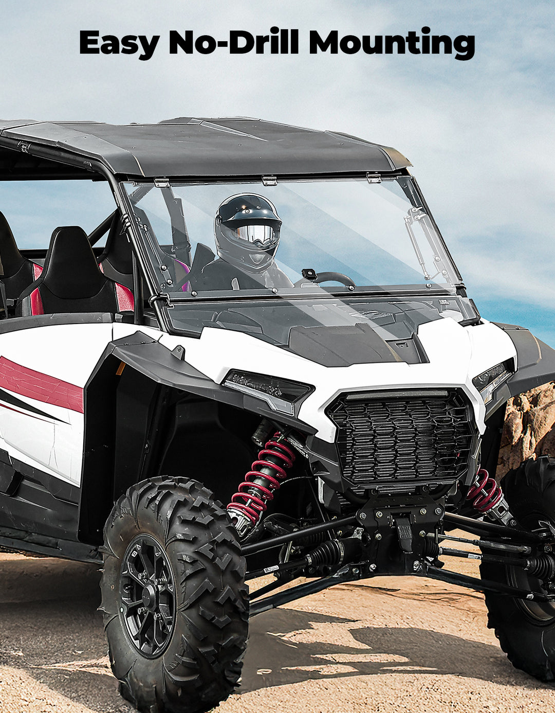 Full Flip Split Windshield Window for Polaris RZR XP 1000 / XP 4 1000 2024-2025 - Kemimoto