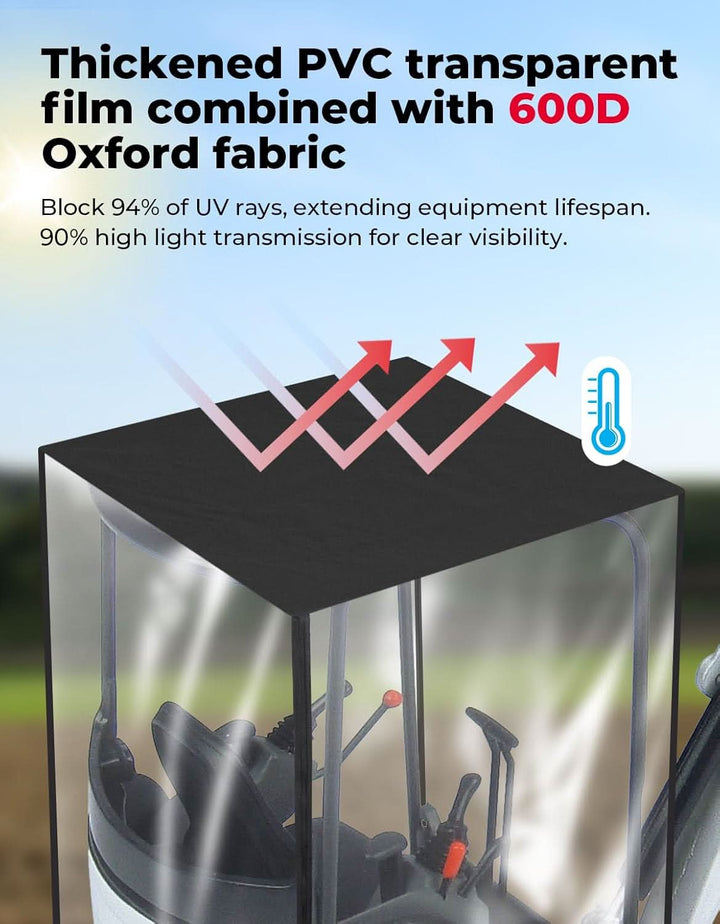 Mini Excavator Cover 600D Oxford Fabric for Bobcat E20 & Kubota U17 (1760-3530 lbs) - Kemimoto