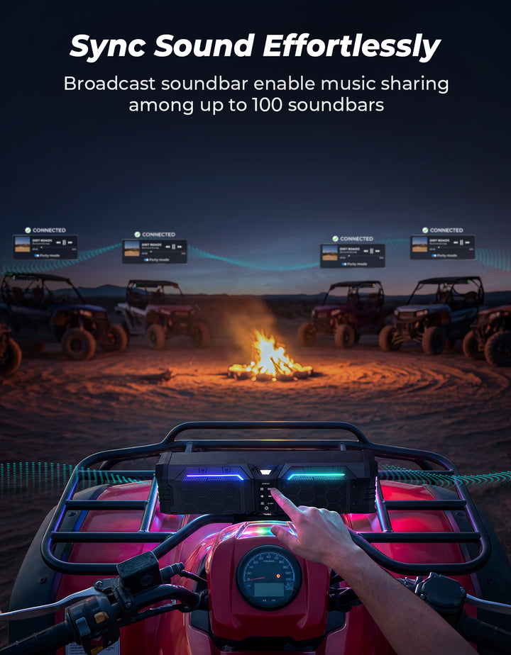 Kemimoto Midnight 50 Lite Gen2 20-inch 6 Speaker UTV Sound Bar Polymer