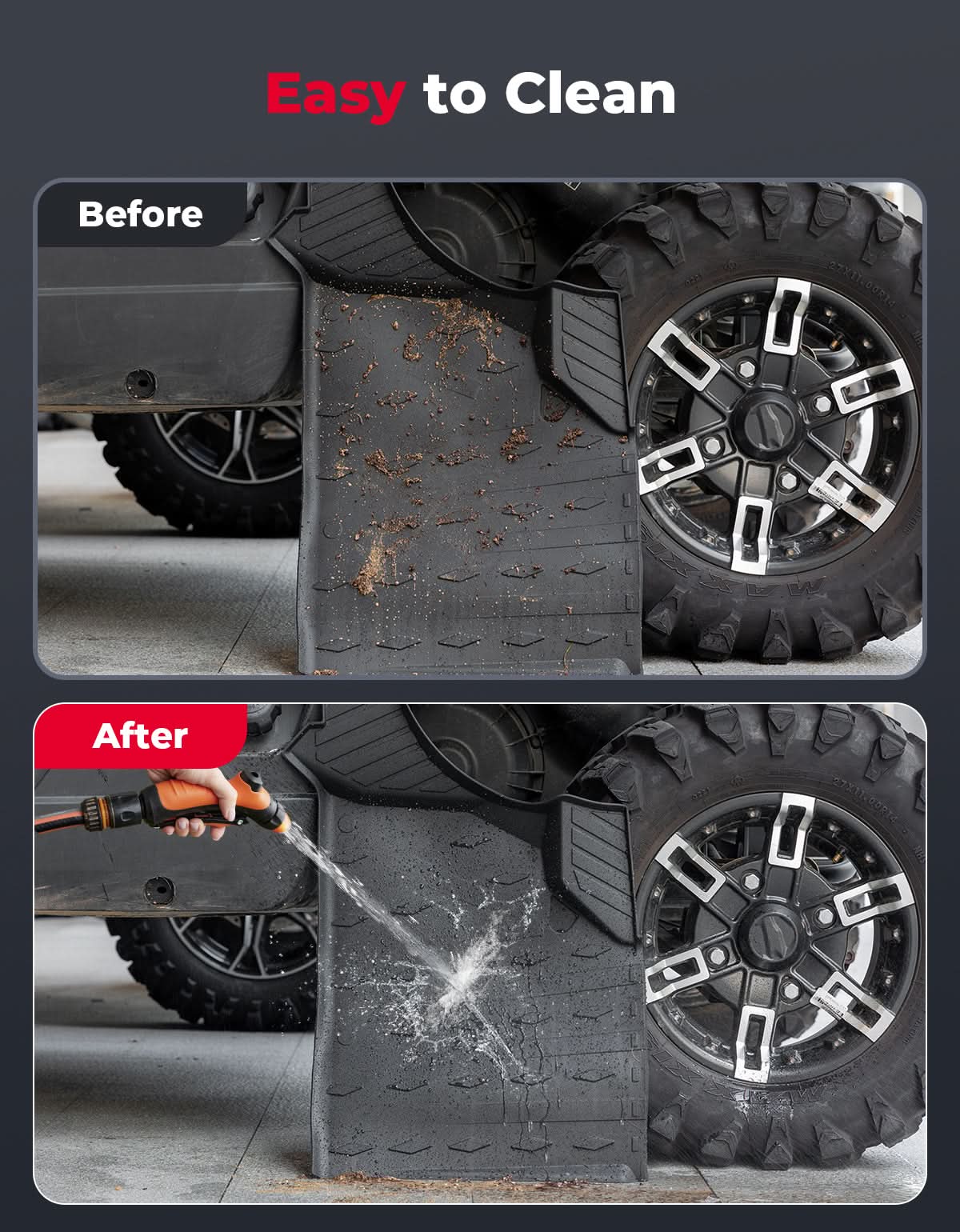 4PCS Floor Mats for Can-Am Defender MAX 2020–2025 All-Weather Rubber - Kemimoto