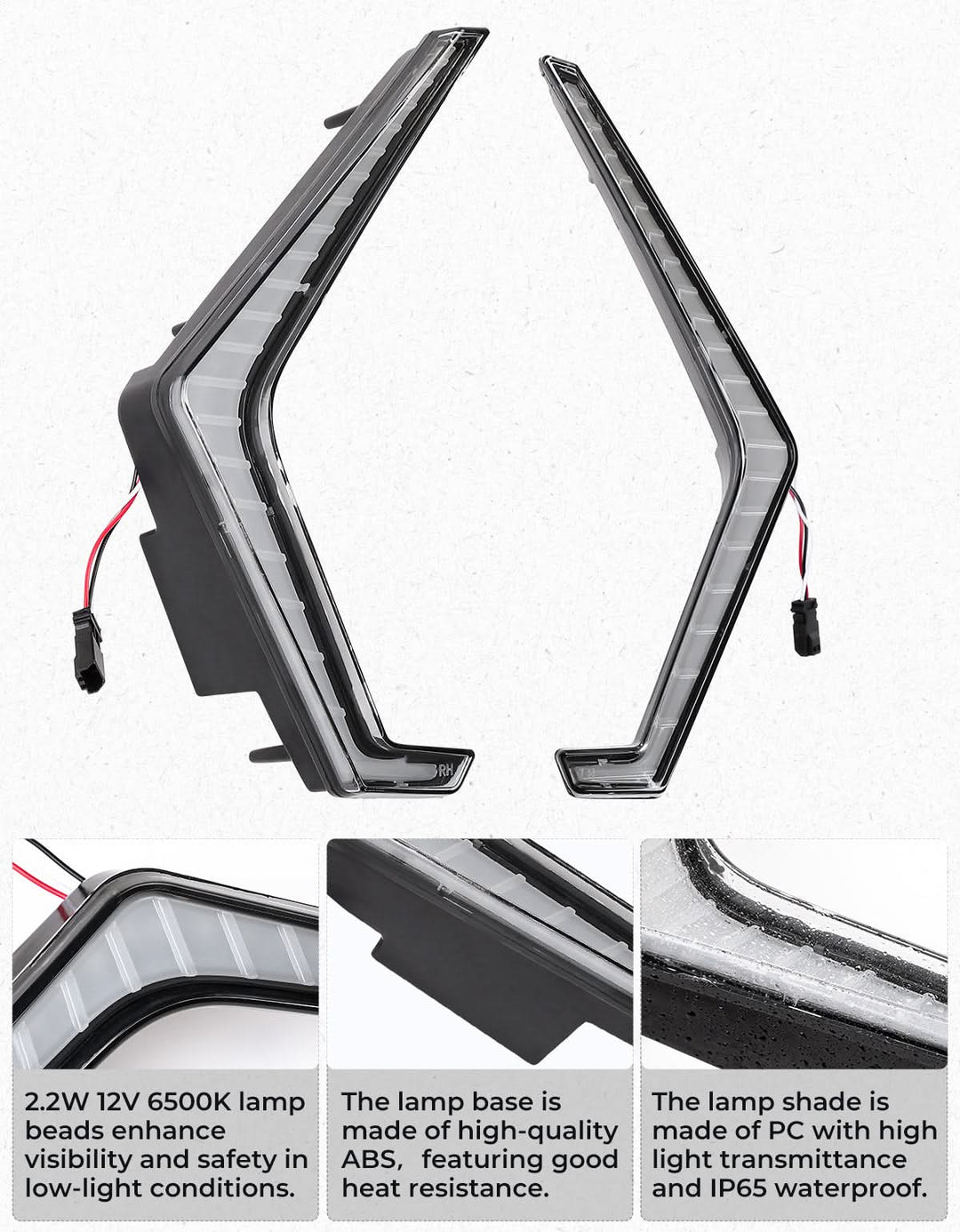 LED Grille Fang Lights for Polaris RZR Pro XP/Pro R/S 2025 Waterproof - Kemimoto