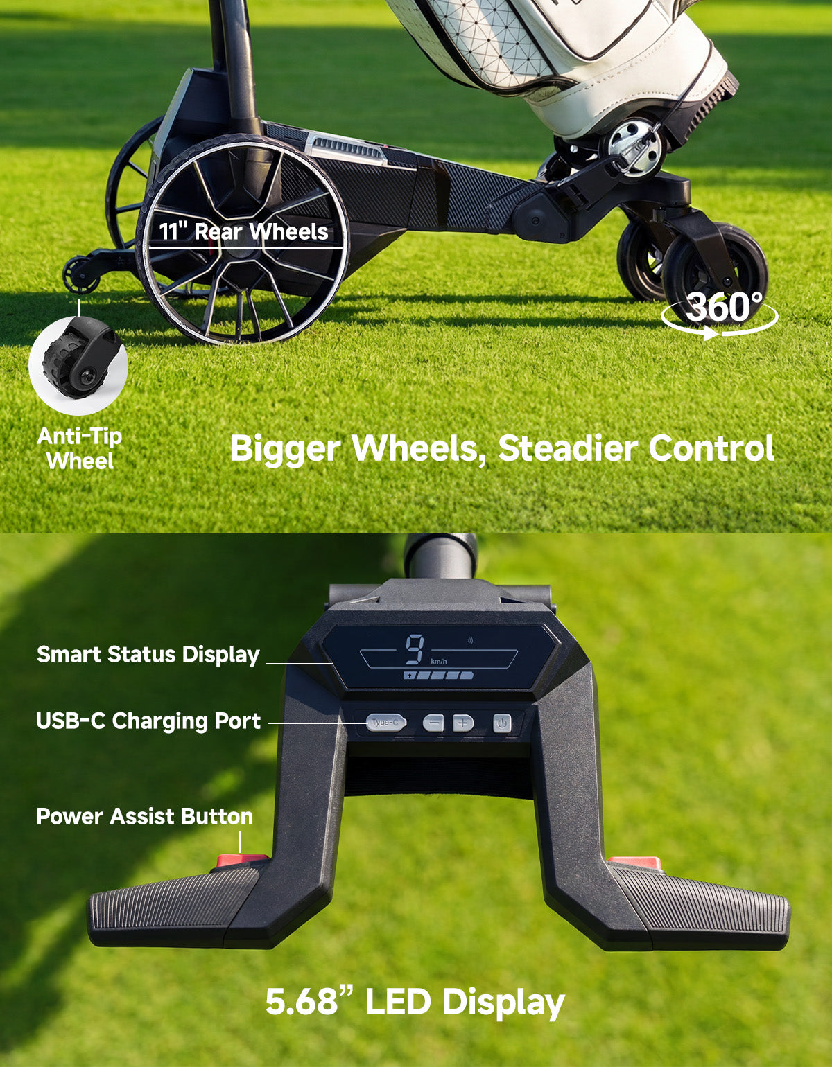 Kemimoto Electric Golf Push Cart with Remote Control