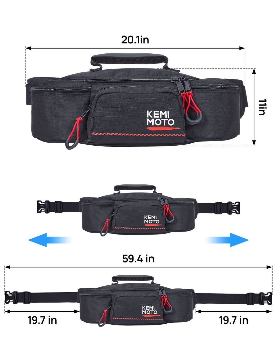 2.5L Multi-Pocket Waist Bag with 5mm Lumbar Support for Cycling, Running and Commuting