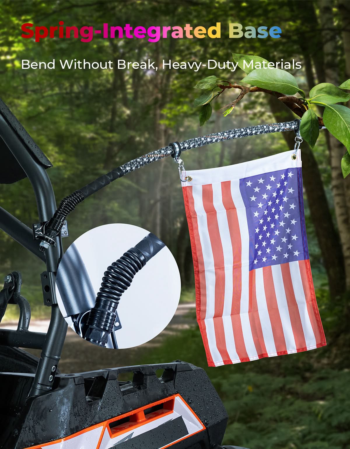 3FT LED Whip Lights 2PCS with Strobe & SOS Modes, Bluetooth App Control for Polaris RZR & Can-Am X3 - Kemimoto