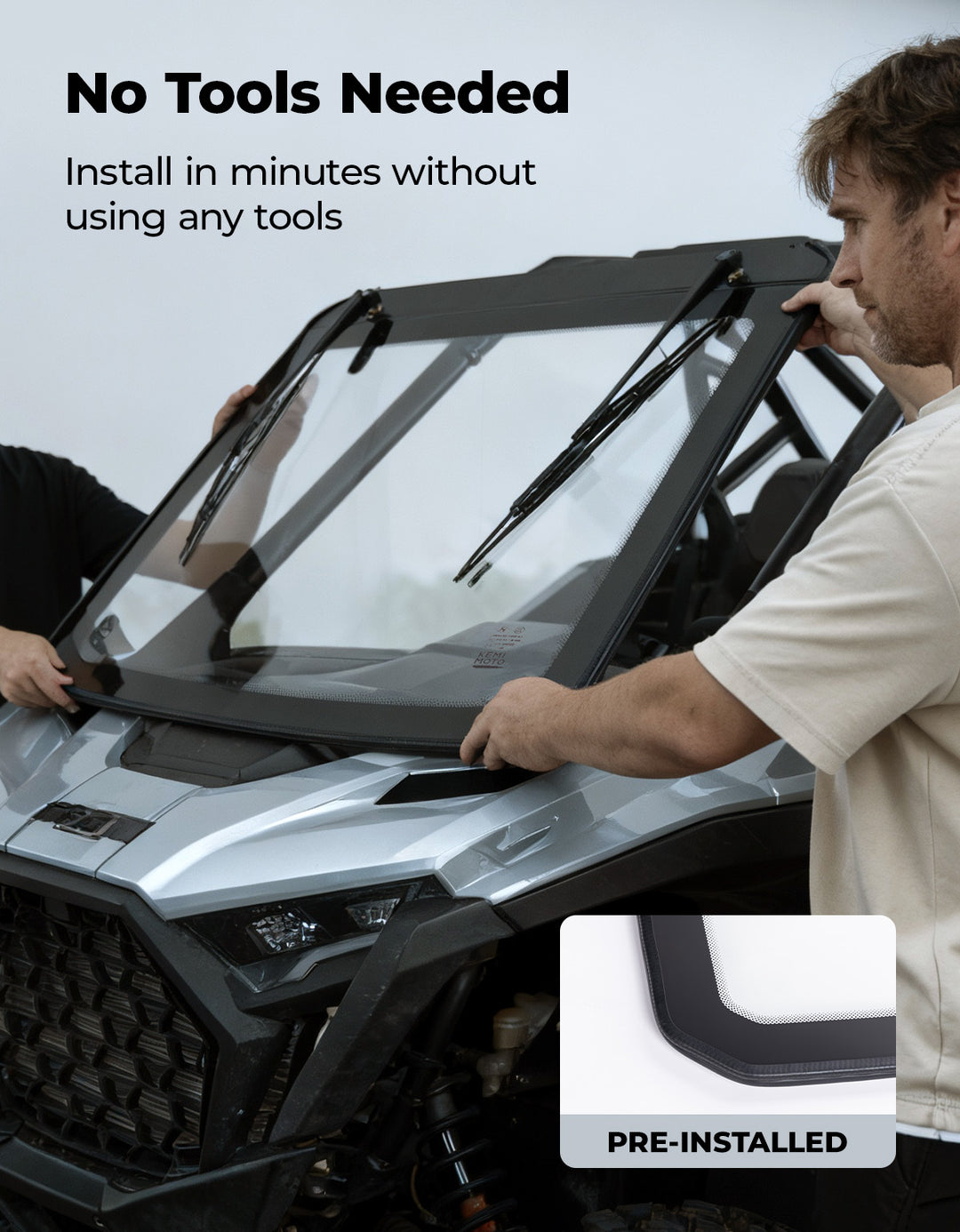 PRO XP Glass Windshield with 2 Manual Wipers for Polaris RZR PRO XP/XP4/PRO S/S4 (2025-2026)