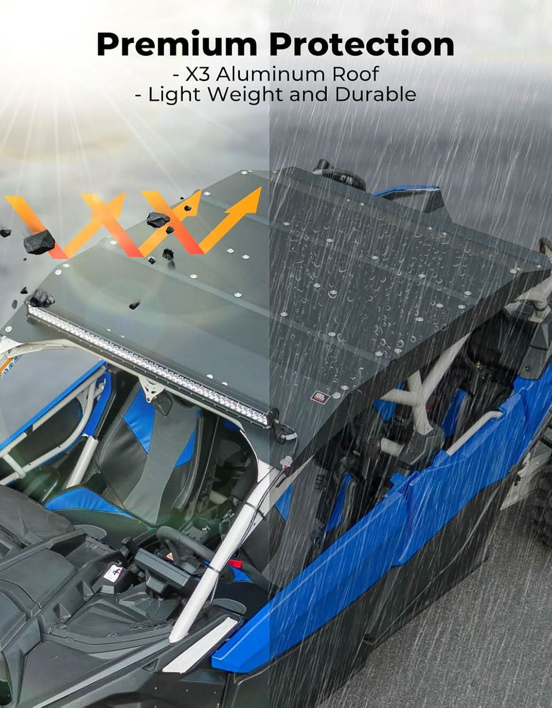 Aluminum Roof with LED Light Bar for Can-Am Maverick X3 MAX - Kemimoto