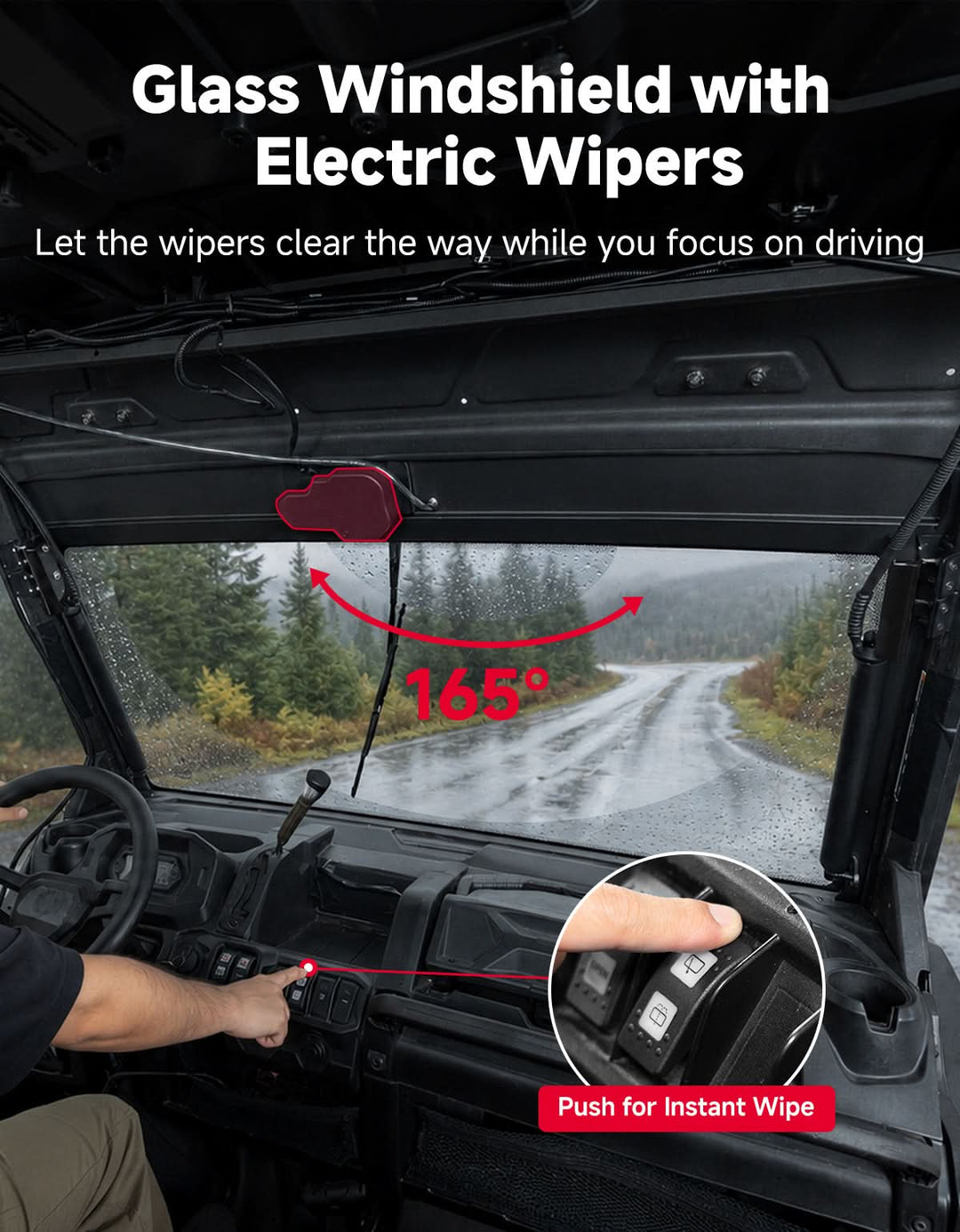 Power Flip Glass Windshield Fits Can-Am Defender