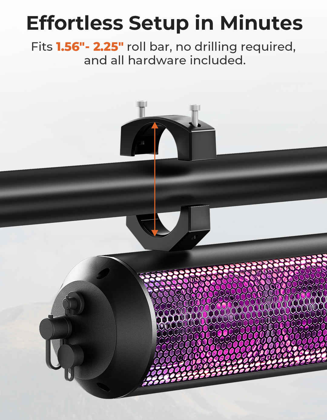 RGB UTV Soundbar, 28" SXS Speaker for Can Am Maverick X3/ RZR w/ 1.56"- 2.25" Roll Bar
