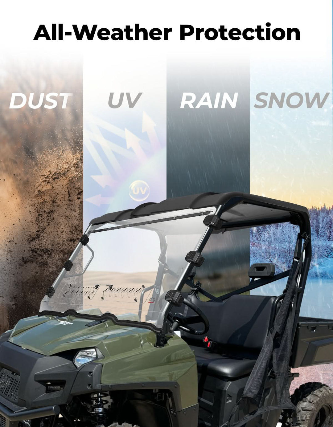 Front Vented Windshield for Polaris Ranger 800/XP 800/Crew (Not Fit Midsize)