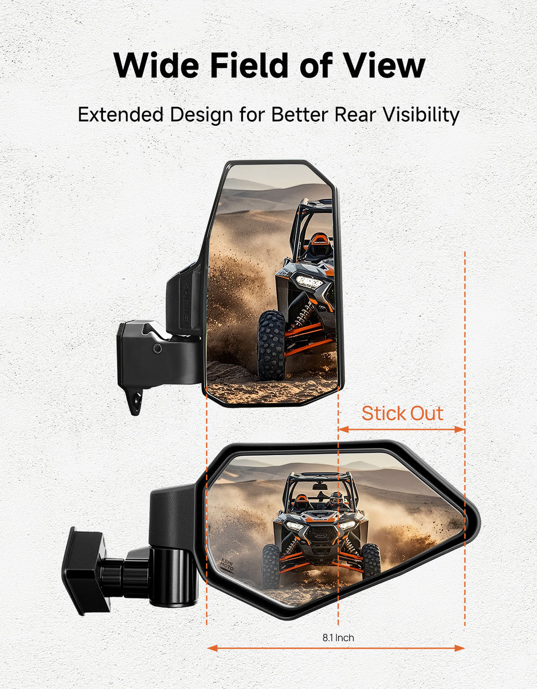 Side Mirrors with Spring-Back Auto Reset, Fit Can-Am Maverick X3 / MAX US Flag Pattern - Kemimoto