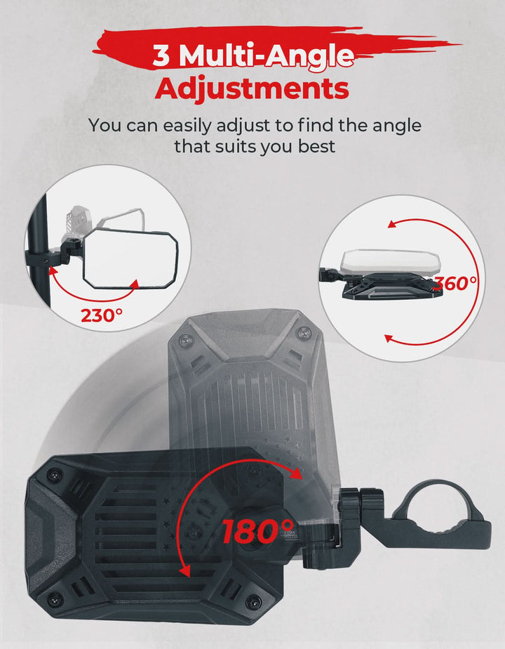 UTV Aluminum Side Mirrors for Polaris RZR/Can Am X3/Pioneer/Talon/Teryx/CFMOTO - Kemimoto