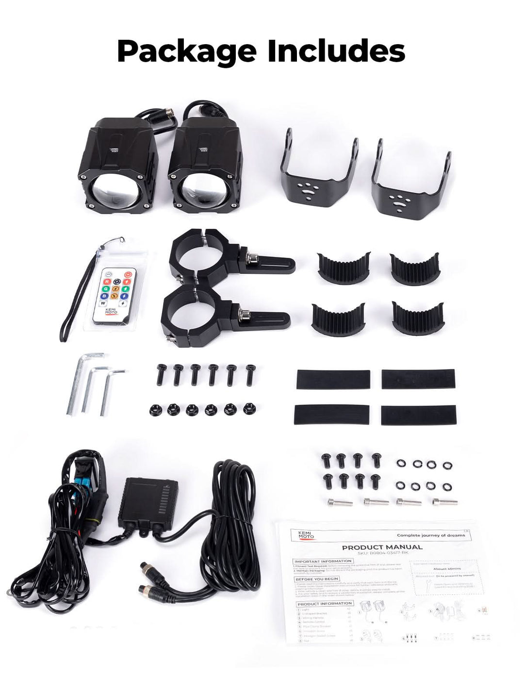 Whipless LED Chase Lights – 9 Flash Modes, Fits 1.5''–2'' Roll Cages – Compatible with RZR, Maverick X3, Defender, CFMoto - Kemimoto