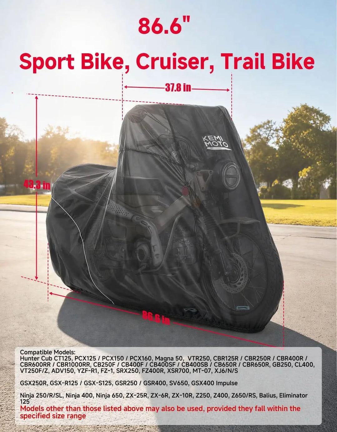 Heavy Duty 600D Tailpipe Heat Shield Motorcycle Cover