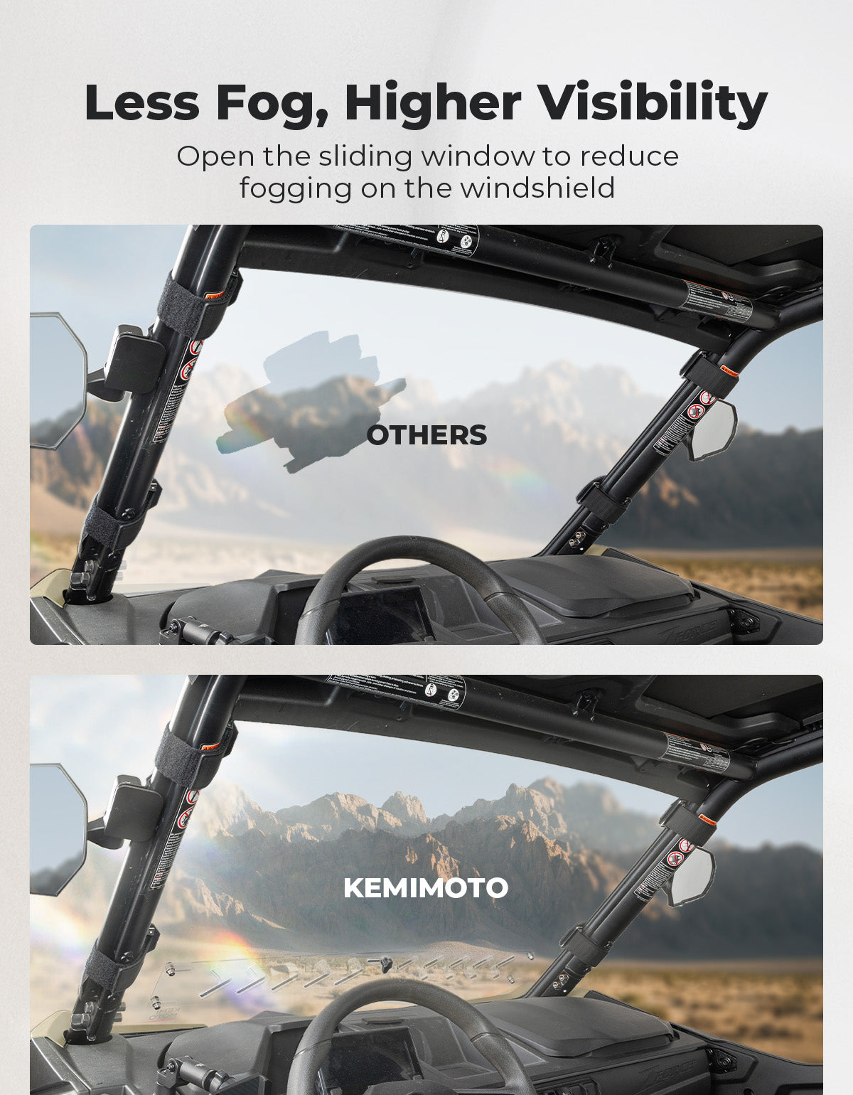 Adjustable Vented Front Windshield for 2023+ CFMOTO ZForce 950 Sport | 800 Trail - Kemimoto