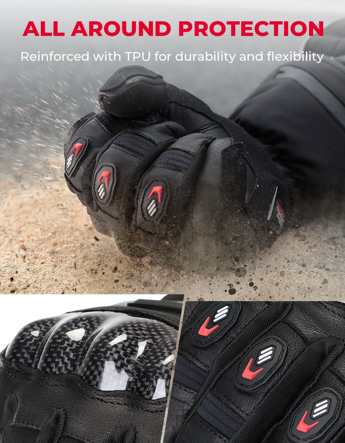 Heated Motorcycle Gloves Men Women 7.4V Battery Waterproof Touchscreen - Kemimoto