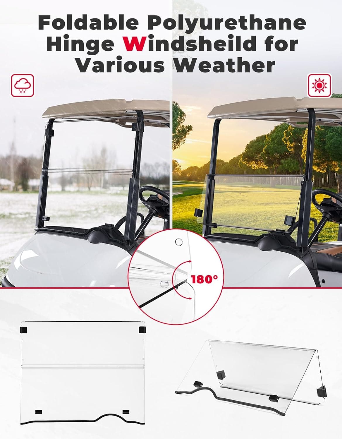 Golf Cart Windshield for EZGO RXV (2008-Up) - Kemimoto