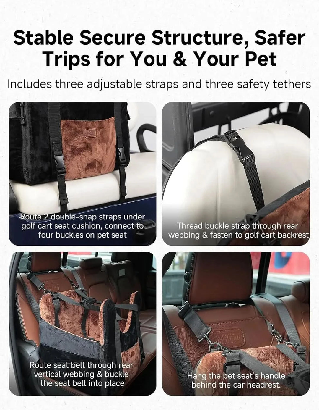 Golf Cart Dog Seat with Washable Cover for Small and Medium Pets