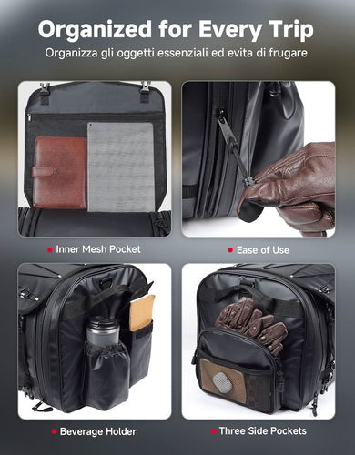 60–80L Expandable Tail Bag For Motorcycle Travel - Kemimoto