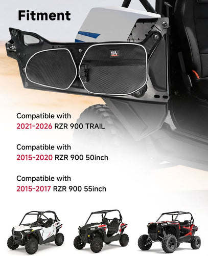 Front Door Storage Bags with Knee Pads for Polaris RZR 900 Trail & RZR 900 S, 2-Pack