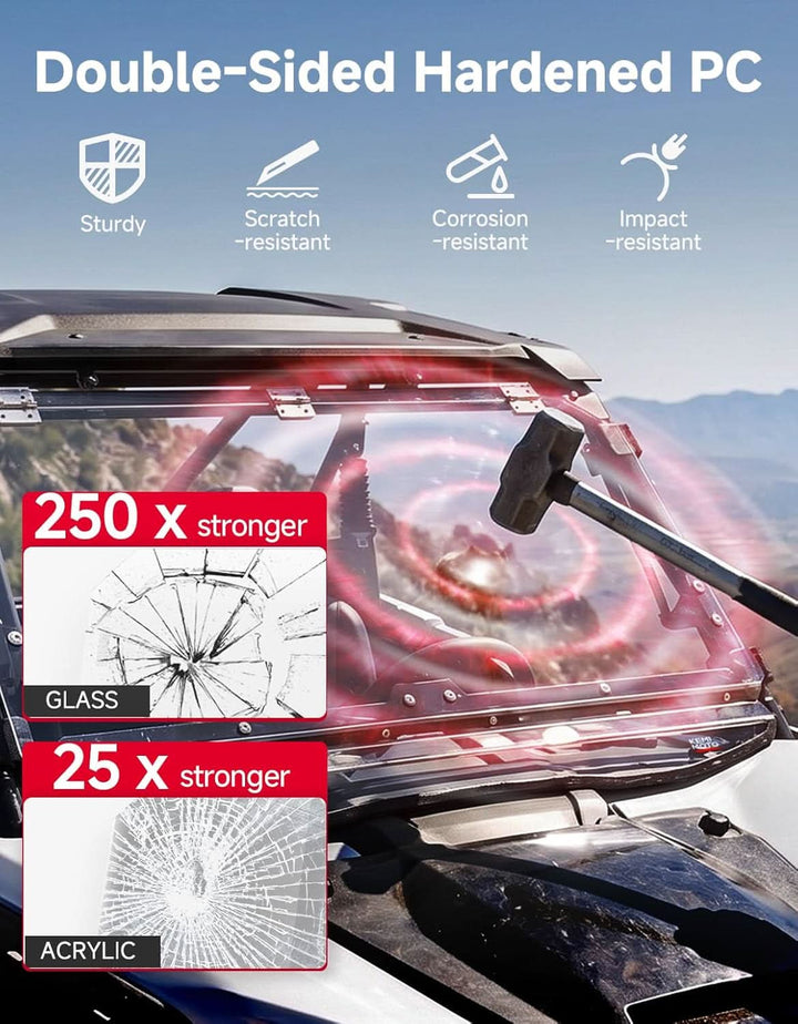 3-in-1 UTV Flip Windshield For Kawasaki Teryx KRX - Kemimoto
