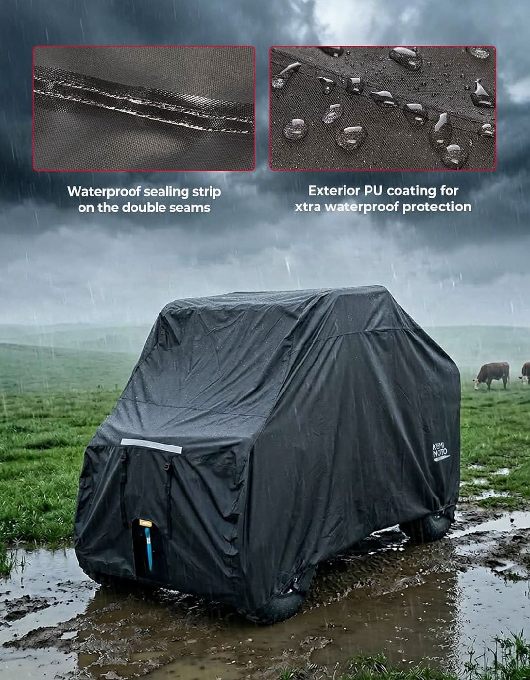 UTV 2-Seater Trailerable Cover for Polaris RZR XP 1000 Can-Am Maverick X3 Defender, 140" x 58" x 75"