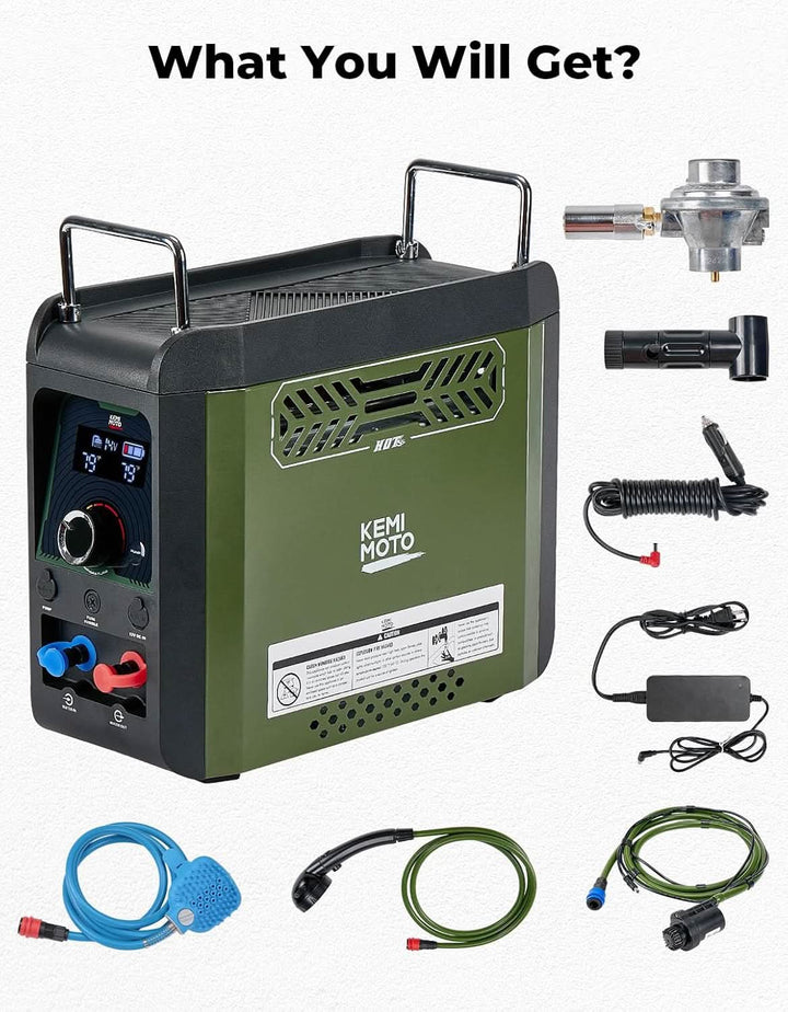 Portable Propane Hot Water Heater with Pump, 20,000 BTU - Kemimoto