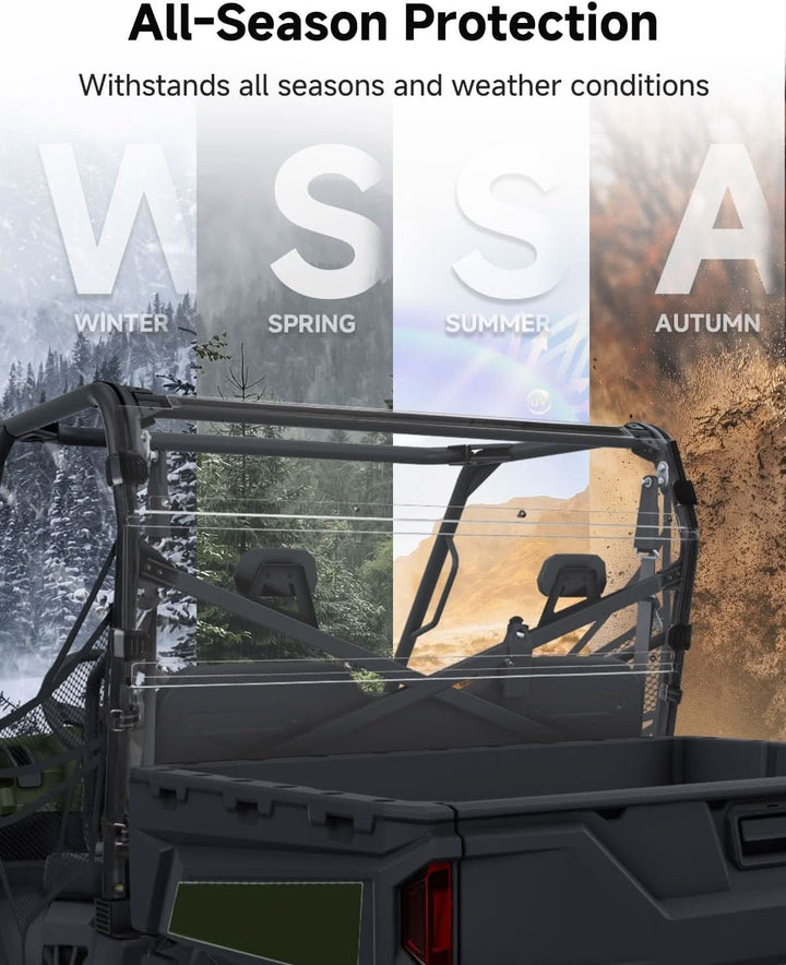 Rear Windshield, Hard-Coated Scratch-Resistant for Polaris Ranger 570 Full Size / 800 / 800 XP / Crew 2012-2025