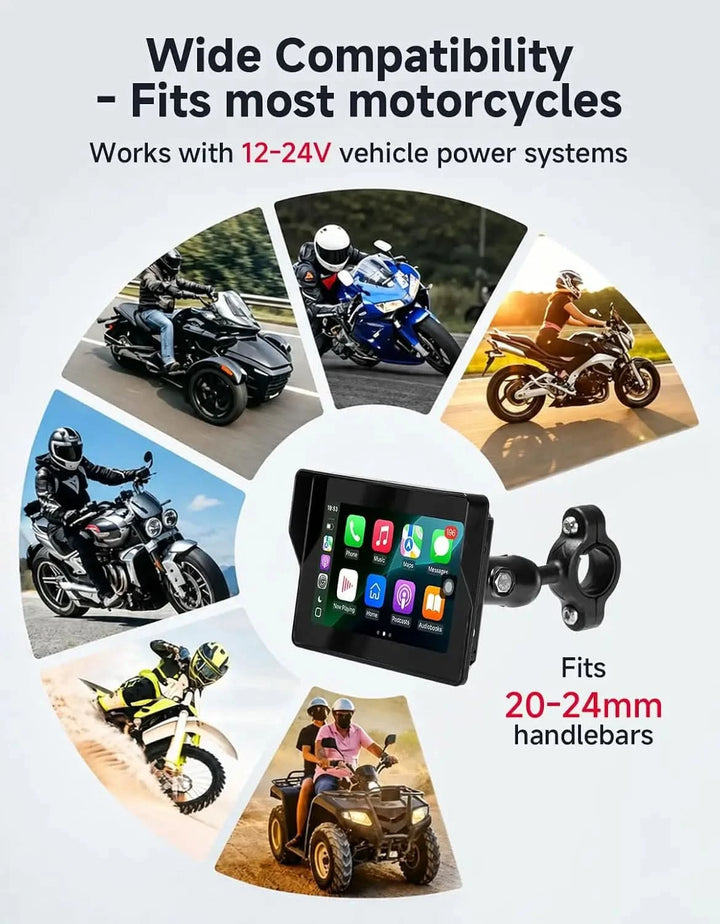 Motorcycle Screen with CarPlay & Android Auto