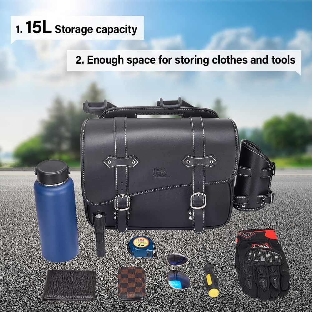 Motorcycle Leather Saddlebag for Rebel 250,300,500 - Kemimoto