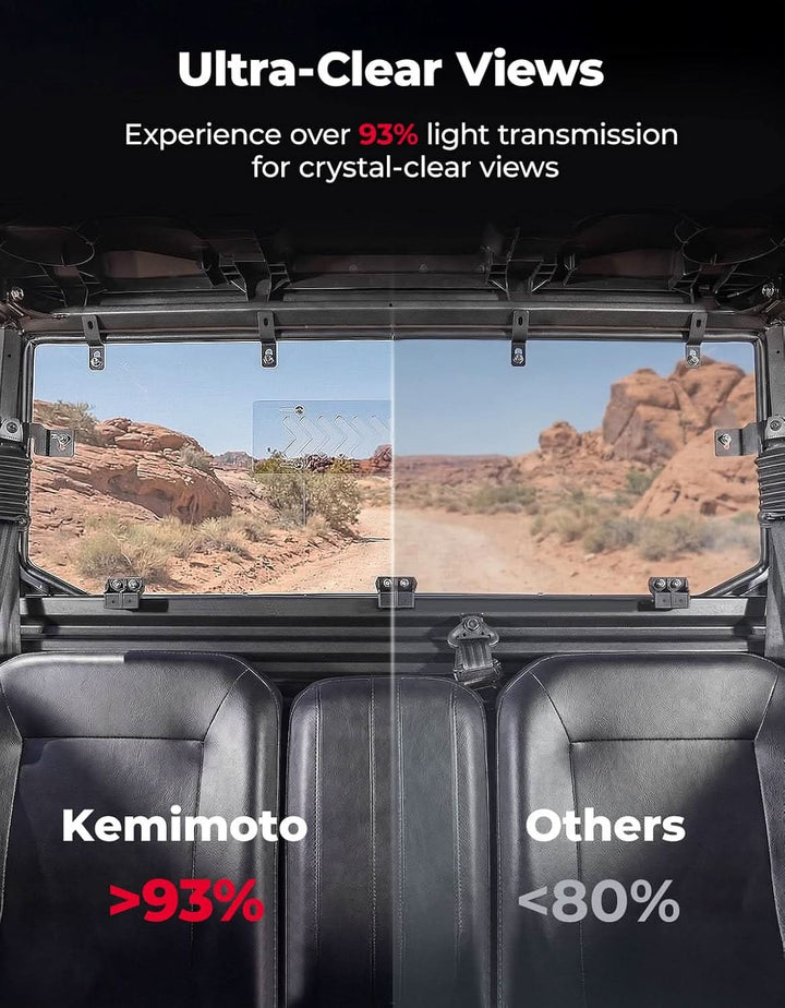 UTV Rear Windshield with VentsFor Kawasaki Ridge - Kemimoto
