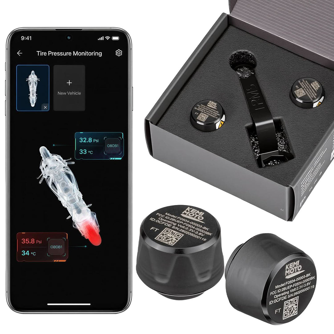 Bluetooth TPMS Sensor for Motorcycle Tire Monitoring - Kemimoto