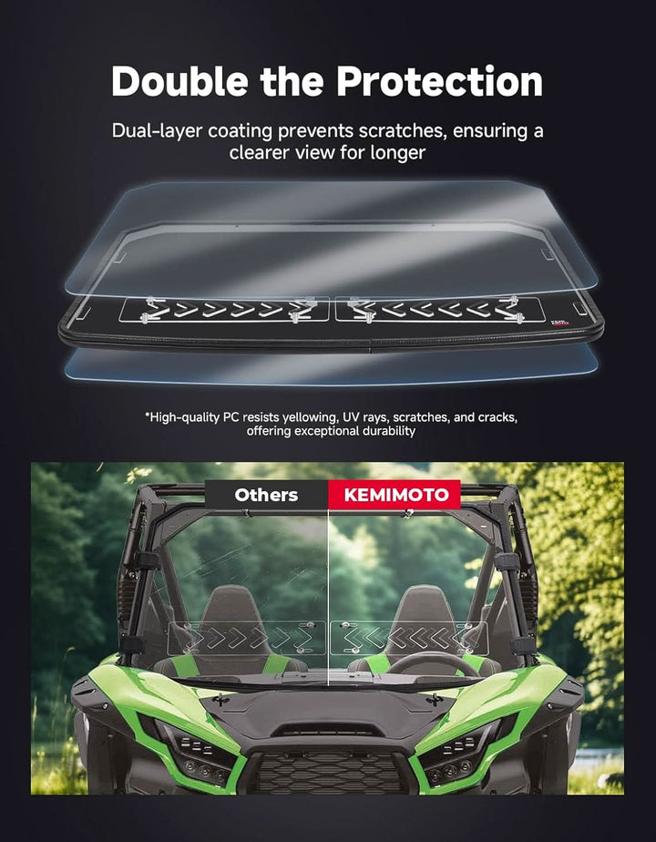 Vented Front Windshield For Kawasaki Teryx KRX 1000 - Kemimoto