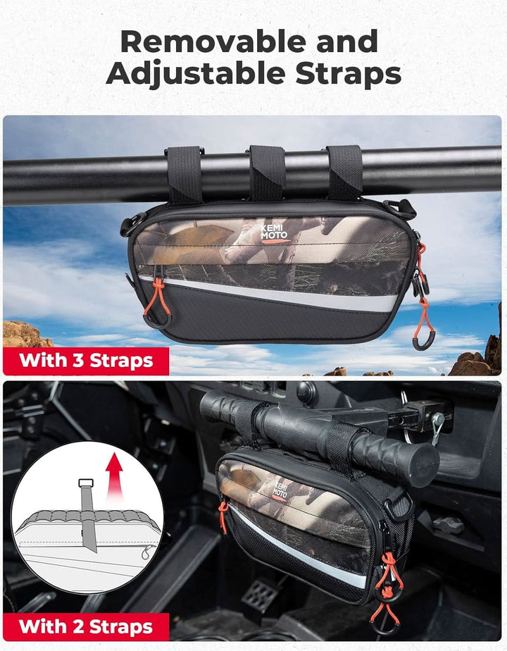 UTV Roll Cage Storage Bag for UTV, ATV, Golf Cart, Bike, 11" x 5", Camo - Kemimoto