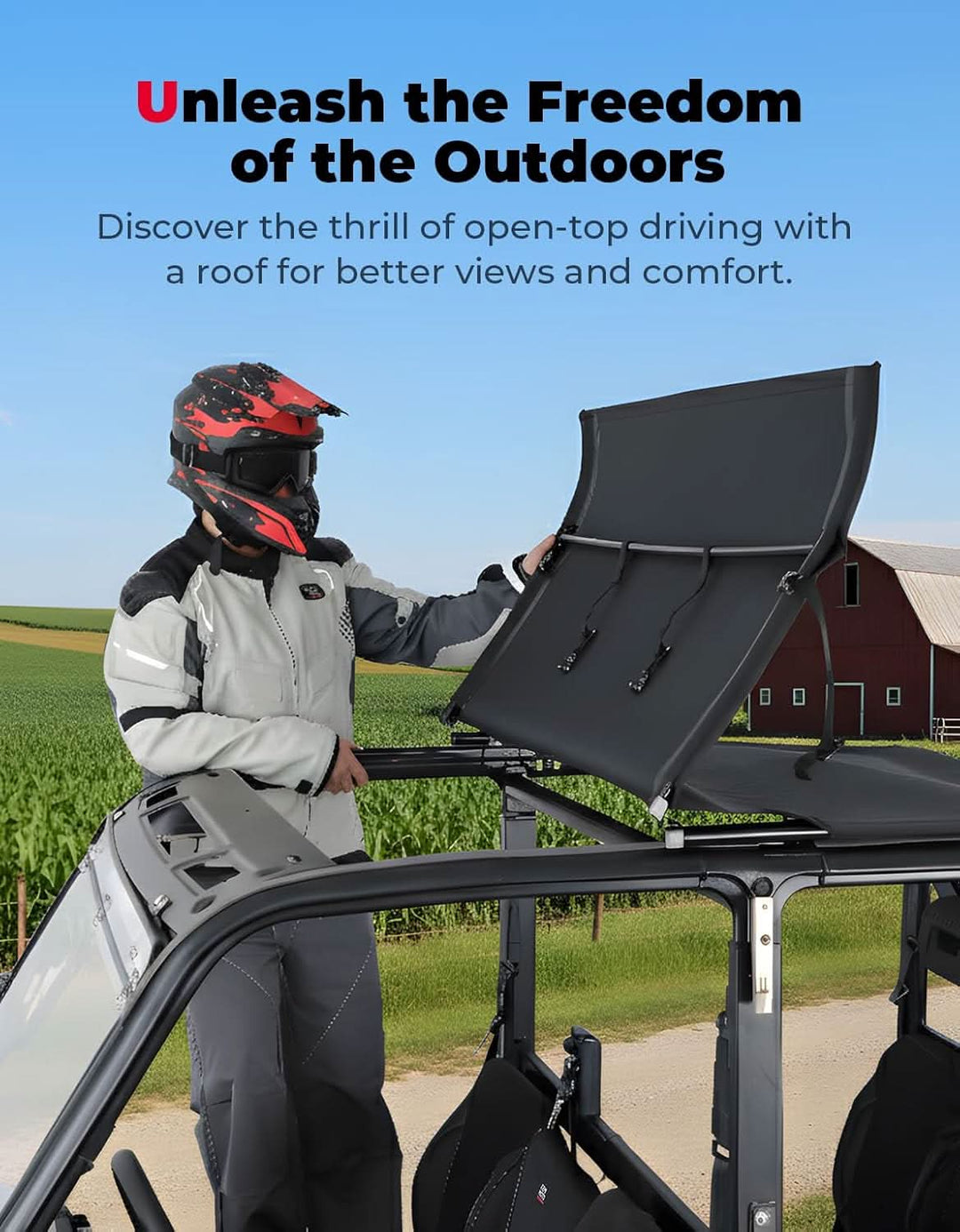 UTV Crew Roof Soft Top for Polaris Ranger Crew XP 1000/Crew 1000 2019-2026 - Kemimoto