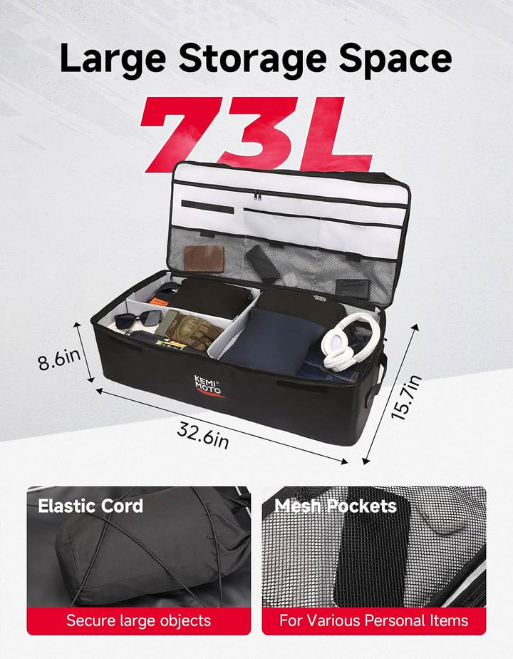 73L ATV Storage Bag with Cooler & Rain Cover, Water-Resistant Cargo Bag for Front/Rear Rack