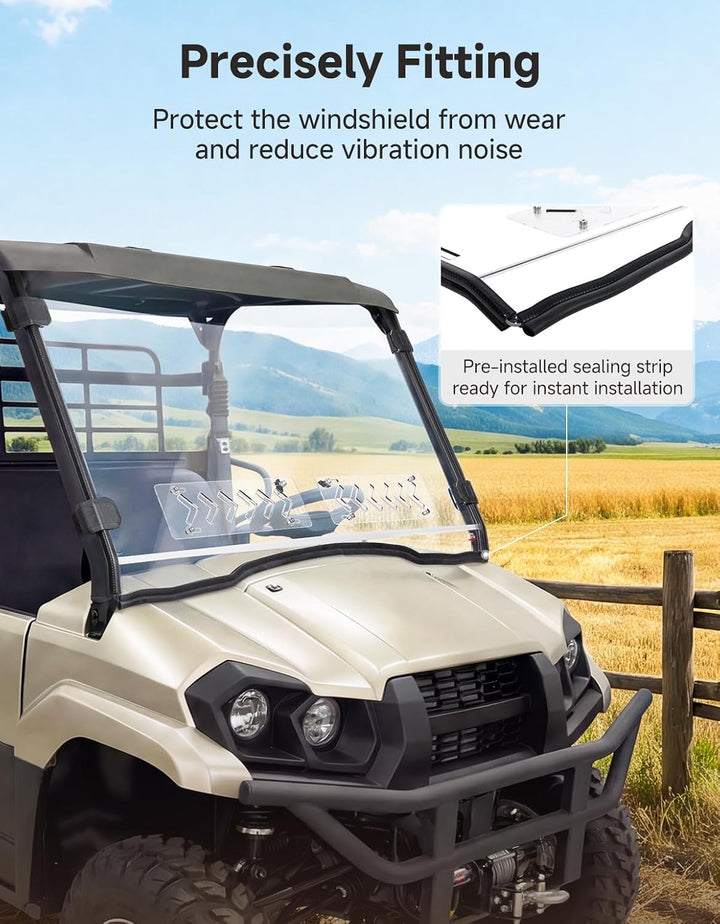 UTV Vented Front Windshield For Kawasaki Mule PRO-MX