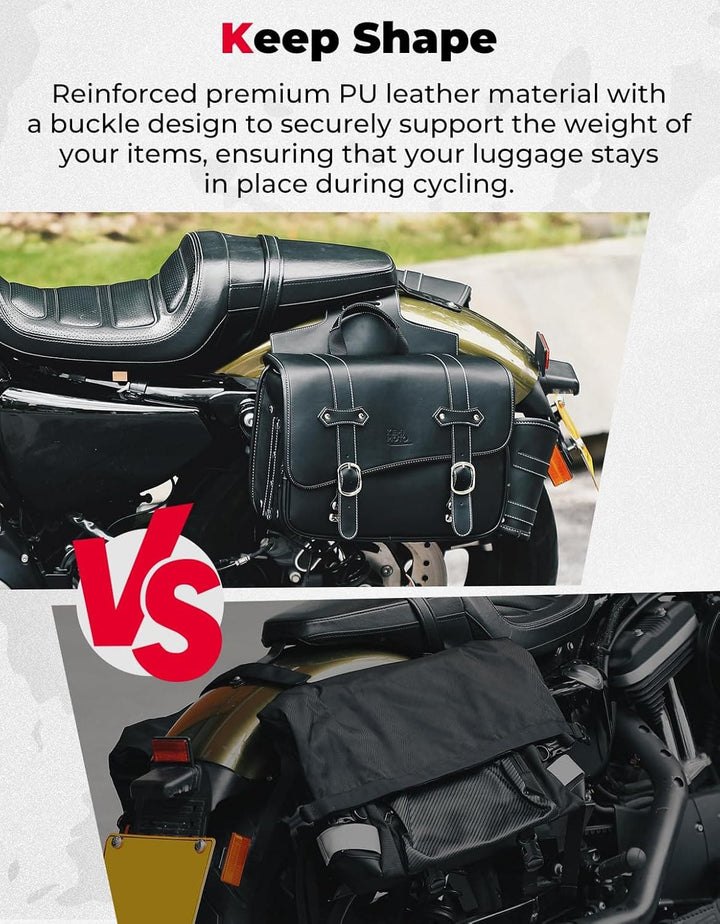 Motorcycle Saddle Bags for Sportster, Softail, Dyna, Road King, V-star, and Shadow - Kemimoto