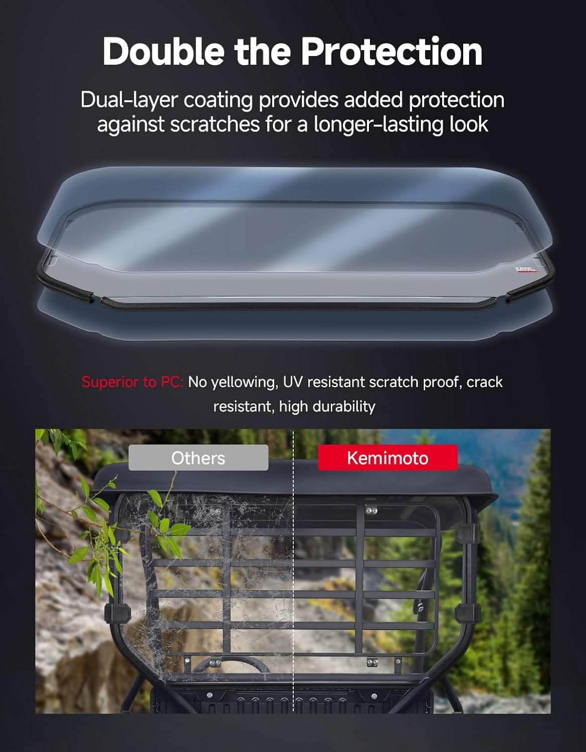 UTV Rear Windshield For Kawasaki Mule SX - Kemimoto